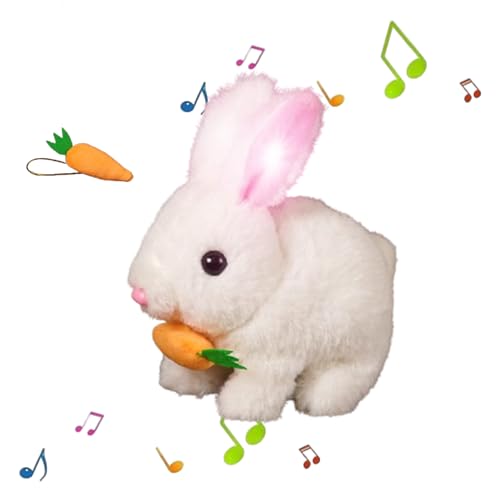 JIALING 2025 New My Realistic Bunny Toy, Realistic Bunny Plush, Glowing Jumping Interactive Bunny Toys, Realistic Bunny Plush Easter Gifts (White) von JIALING