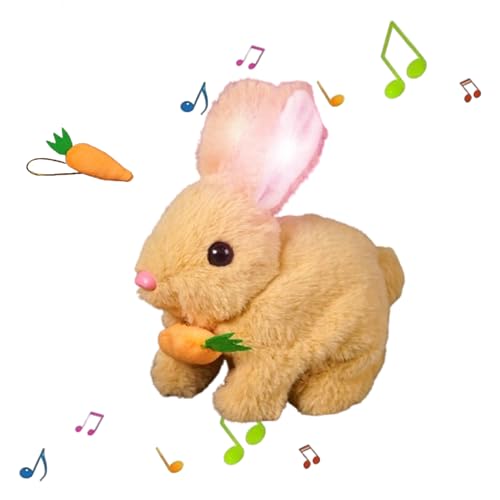 JIALING 2025 New My Realistic Bunny Toy, Realistic Bunny Plush, Glowing Jumping Interactive Bunny Toys, Realistic Bunny Plush Easter Gifts (Yellow) von JIALING