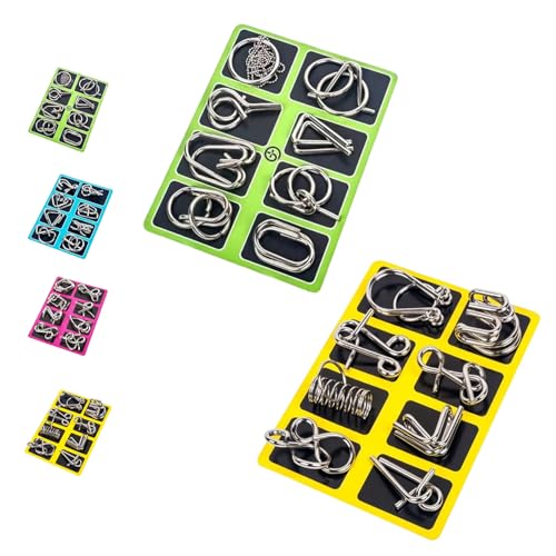 Metal Puzzle Ring, Educational Intellectual Toys IQ Toys, Metal Puzzles Brain Teasers, Metal Puzzle Ring for Kids & Adult 16PCS (2Set A) von JIALING