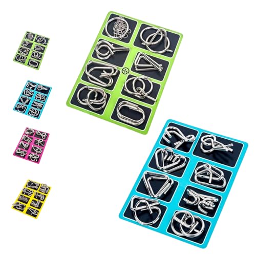 Metal Puzzle Ring, Educational Intellectual Toys IQ Toys, Metal Puzzles Brain Teasers, Metal Puzzle Ring for Kids & Adult 16PCS (2Set C) von JIALING