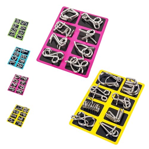 Metal Puzzle Ring, Educational Intellectual Toys IQ Toys, Metal Puzzles Brain Teasers, Metal Puzzle Ring for Kids & Adult 16PCS (2Set D) von JIALING