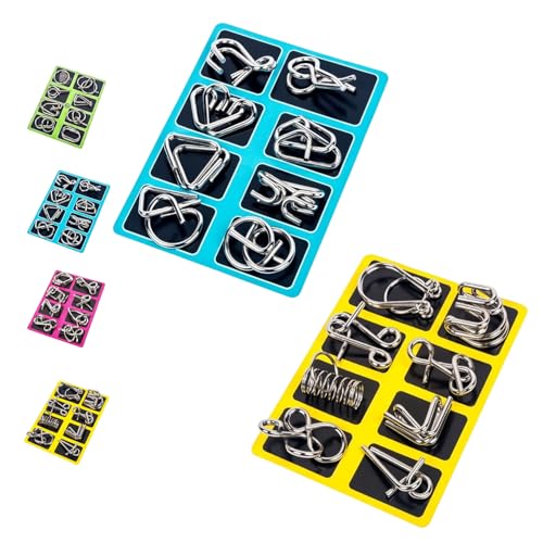 Metal Puzzle Ring, Educational Intellectual Toys IQ Toys, Metal Puzzles Brain Teasers, Metal Puzzle Ring for Kids & Adult 16PCS (2Set E) von JIALING