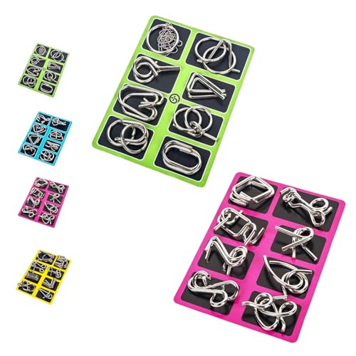 Metal Puzzle Ring, Educational Intellectual Toys IQ Toys, Metal Puzzles Brain Teasers, Metal Puzzle Ring for Kids & Adult 16PCS (2Set F) von JIALING