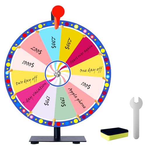 JIANFA 30,5 cm großes Preisrad, robustes Drehrad mit Radiergummi, 12 Steckplätze, Farb-Roulette-Spinnrad für Gewinn-Glücksspiele, Karneval, Spinnspiel, Party, Pub JIANFA 30,5 cm großes Preisrad, robustes Drehrad mit Radiergummi, 12 Steckplätze, Farb-Roulette-Spinnrad für Gewinn-Glücksspiele, Karneval, Spinnspiel, Party, Pub von JIANFA