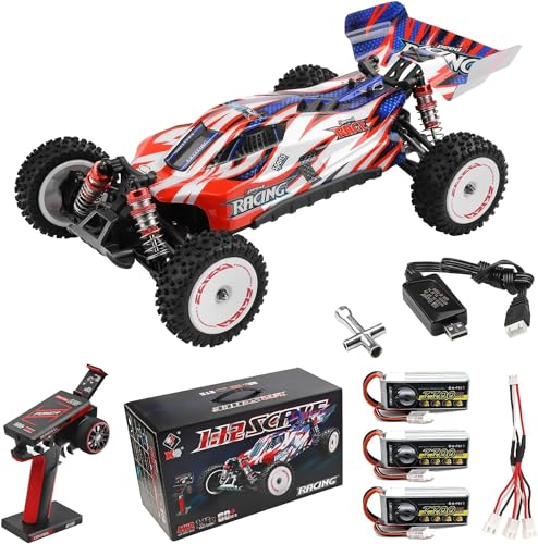 JIANFA WLtoys 124008 Bürstenloses RC Auto 1/12 Max 60km/h RC-Trucks 4WD Geländegängig Abseits der Straße Ferngesteuertes Auto 2.4GHz RTR mit 3 PCS Verbessert 3s 2200 mah Batterie von JIANFA