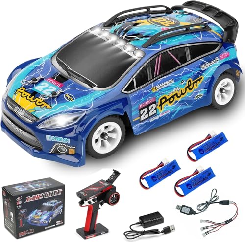 JIANFA WLtoys 284010 RC Auto, 30 KM/H 1:28 RTR Drift Auto 4WD 2.4G 130 Bürste Motor LED-Licht Hochgeschwindigkeits-RC-Rennwagen mit 3 PCS aufgerüstetem 500mAh Akku von JIANFA