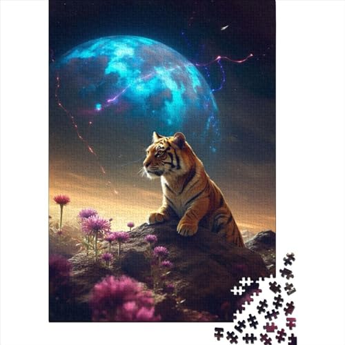 1000 Puzzles für Erwachsene, 1000 Teile, Tiger im floralen Mars, Holzpuzzles, Puzzles für Erwachsene, Teenager für Erwachsene, 1000-teiliges Puzzle (Größe: 75 x 50 cm) von JIANGENNF