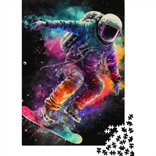 1000 Teile für Erwachsene, schwierige Puzzles, Astronauten-Skateboard-Puzzles für Erwachsene, Puzzles für Erwachsene, Lernspiel, Herausforderungsspielzeug 29,53x19,69 Zoll von JIANGENNF
