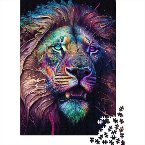 1000 Teile für Erwachsene Schwieriges Puzzle Löwen-Neon-Puzzle für Erwachsene und Teenager Entspannungs-Puzzlespiele-Denkspiel 75x50cm von JIANGENNF