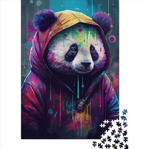1000-teiliges Premium-Puzzle „Der bequeme Panda“ aus Holz, Puzzle für Erwachsene und Jugendliche, pädagogisches Spielzeug zum Stressabbau, Puzzle (Größe: 75 x 50 cm) von JIANGENNF