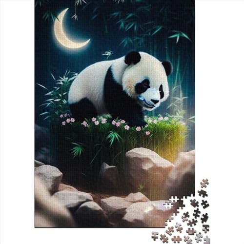 1000-teiliges Puzzle, Panda-Puzzle für Erwachsene und Jugendliche, Holzbrett-Puzzle, Spielzeug, Denkspiel, Größe: 75 x 50 cm von JIANGENNF