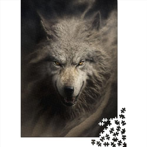 1000-teiliges Puzzle, Wolf-Puzzle für Erwachsene und Jugendliche, Holzbrett-Puzzle, Spielzeug, Denkspiel, Größe: 75 x 50 cm von JIANGENNF