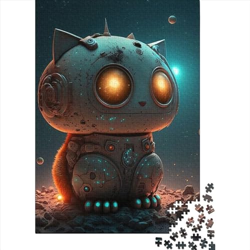 1000-teiliges Puzzle „Weltraum-Mechanische Katze“, Puzzle für Erwachsene und Jugendliche, Holzbrett-Puzzle, Spielzeug, Denkspiel, Größe: 75 x 50 cm von JIANGENNF