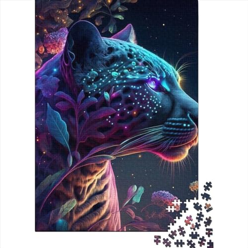 1000-teiliges Puzzle für Erwachsene, Leoparden-Puzzle für Erwachsene und Jugendliche, Holzpuzzle, Spielzeug, Denkspiel, Größe: 75 x 50 cm von JIANGENNF