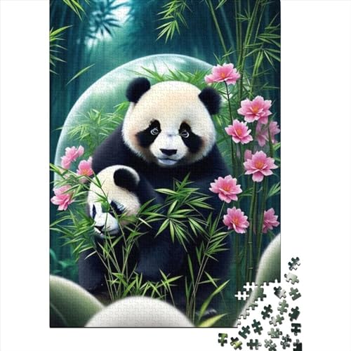 1000-teiliges Puzzle für Erwachsene, Panda-Puzzle aus Holz, Puzzle für Erwachsene und Teenager, anspruchsvolles Spiel (Größe: 75 x 50 cm) von JIANGENNF