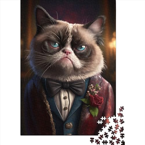 1000-teiliges Puzzle für Erwachsene, Puzzle-Geschenke, Grumpy Cat, Kostüm für Erwachsene, Puzzles 1000-teiliges Puzzle, schwierige, anspruchsvolle Puzzles 1000-teilig, 75 x 40 cm von JIANGENNF