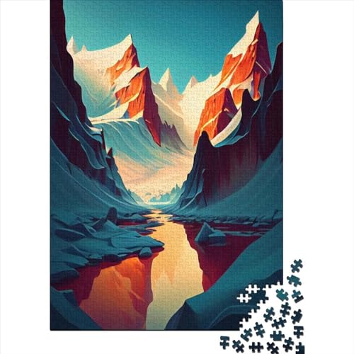 1000-teiliges Puzzle für Erwachsene, Red Mountain Lake, lustiges Puzzle für Erwachsene, 1000-teiliges Entspannungspuzzle, Spiele-Denkspiel (Größe: 75 x 50 cm) von JIANGENNF