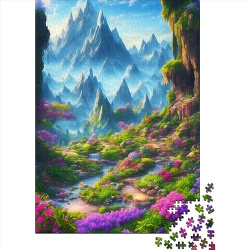 1000-teiliges Puzzle für Erwachsene, buntes Bergpfad-Puzzle, Holzpuzzle, Puzzle für Erwachsene, Teenager, lustiges Familienpuzzle für Erwachsene, 75 x 50 cm von JIANGENNF