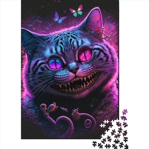 1000-teiliges Puzzle für Erwachsene „Böse Katze“ aus Holz, Puzzle für Erwachsene und Teenager, anspruchsvolles Spiel (Größe: 75 x 50 cm) von JIANGENNF