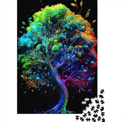 1000-teiliges Puzzle für Erwachsene Teenager, Baum-Puzzle, bunte Puzzles für Erwachsene und Teenager von Christmas Wishlist mit Weihnachtsmann (Größe 75x50cm) von JIANGENNF