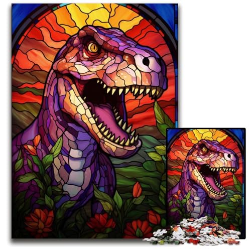 1000-teiliges Puzzle für Erwachsene und Jugendliche, Buntglas-Dinosaurier-Holzpuzzle für Heimdekorationsgeschenke, anspruchsvolles Familienspielzeug, perfekt für Spieleabende, 50x75cm 1000-teiliges Puzzle für Erwachsene und Jugendliche, Buntglas-Dinosaurier-Holzpuzzle für Heimdekorationsgeschenke, anspruchsvolles Familienspielzeug, perfekt für Spieleabende, 50x75cm von JIANGENNF