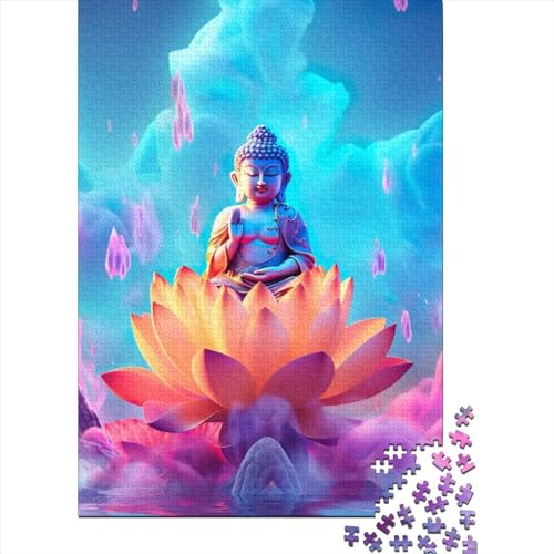 1000-teiliges Puzzle für Erwachsene und Teenager, Buddha12-Puzzles für Erwachsene, Holzbrett-Puzzles, Familienspiele, Größe: 75 x 50 cm von JIANGENNF