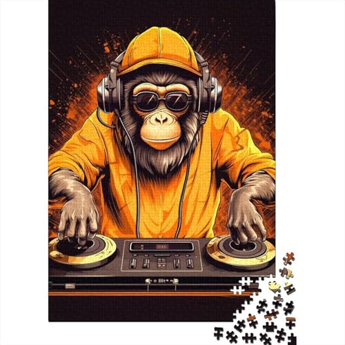 1000-teiliges Puzzle für Erwachsene und Teenager, Monkey DJ-Musik für Erwachsene, Puzzle, Puzzle für Erwachsene, Lernspiel, Herausforderungsspielzeug, 75x50cm von JIANGENNF