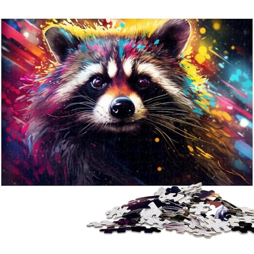 1000-teiliges Puzzle mit bunten Waschbären für Erwachsene, Denkspiel, interaktives Familienspiel, geeignet für Kinder ab 14 Jahren, 50 x 75 cm / 19,68 x 29,52 Zoll 1000-teiliges Puzzle mit bunten Waschbären für Erwachsene, Denkspiel, interaktives Familienspiel, geeignet für Kinder ab 14 Jahren, 50 x 75 cm / 19,68 x 29,52 Zoll von JIANGENNF