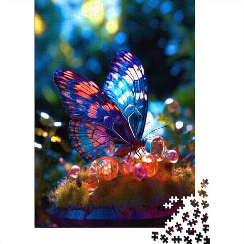 300 Teile für Erwachsene, schwierige Puzzles, buntes Schmetterlings-Holzpuzzle für Erwachsene und Teenager, nachhaltiges Puzzle für Erwachsene (Größe 15,75 x 11,02 Zoll) von JIANGENNF