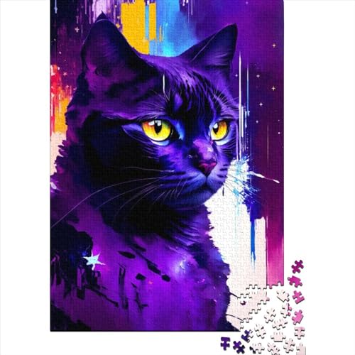 300 große Teile Puzzle für Erwachsene, Galactic Black Cat Puzzle, Puzzle für Erwachsene, Puzzle für Erwachsene, Lernspiel, Herausforderungsspielzeug (Größe 15,75 x 11,02 Zoll) von JIANGENNF