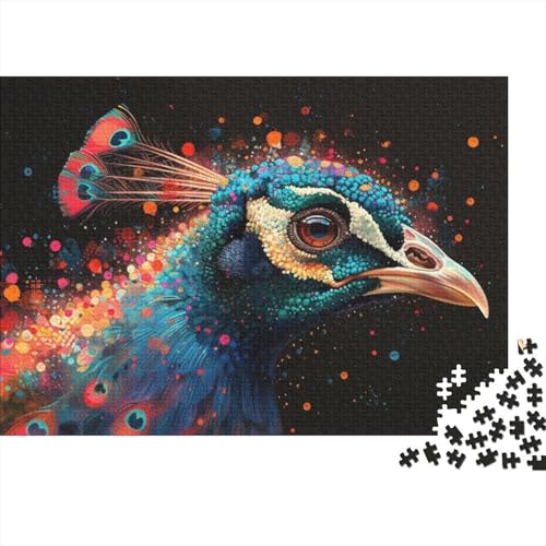 300 große Teile Puzzle für Erwachsene, bunter Pfau, Holzpuzzle, Puzzle für Erwachsene, Teenager, Lernpuzzle (Größe 40x28cm) von JIANGENNF