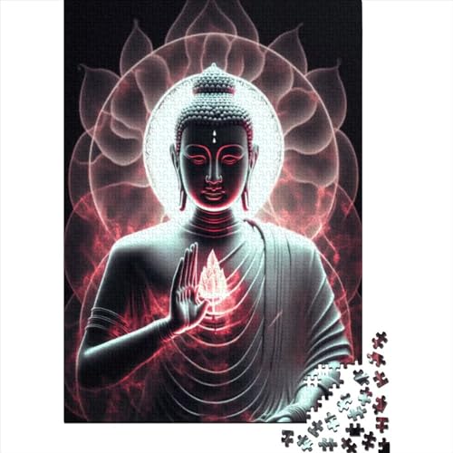 300-teiliges Puzzle „Buddha neben Lotus“, Puzzles für Erwachsene und Jugendliche, Holzbrett-Puzzle, Spielzeug, Denkspiel, Größe: 40 x 28 cm von JIANGENNF