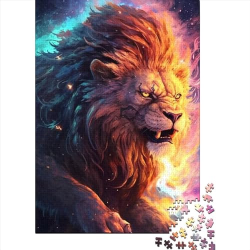 300-teiliges Puzzle „Wütender Löwe“, Holzpuzzle für Erwachsene, Puzzle für Erwachsene, Lernspiel, Herausforderungsspielzeug (15,75 x 11,02 Zoll) von JIANGENNF