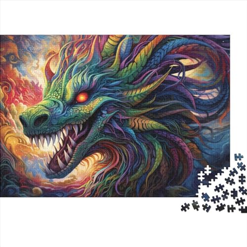 300-teiliges Puzzle-Geschenk, Psychedelischer Kunstdrache, Holzpuzzle, Puzzles für Erwachsene und Jugendliche, schwierige, anspruchsvolle Puzzles, 300 Teile, 40 x 28 cm von JIANGENNF