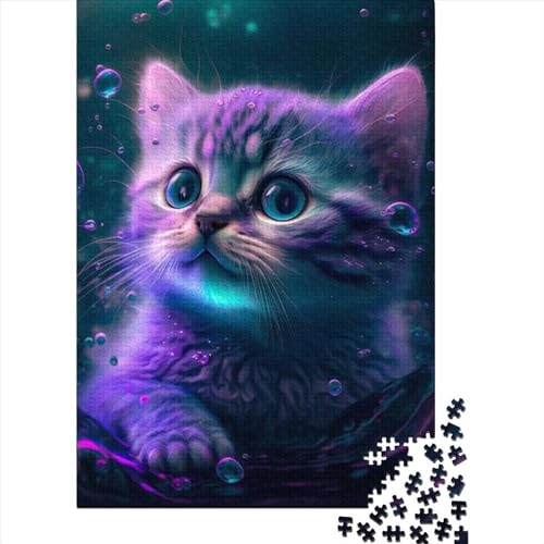 300-teiliges Puzzle für Erwachsene, Unterwasserkatze, lustiges Puzzle für Erwachsene, 300-teiliges Entspannungspuzzle, Spiele-Denkspiel (Größe: 40 x 28 cm) von JIANGENNF