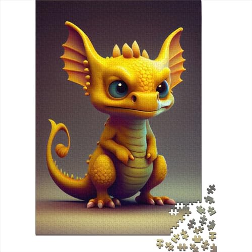 300-teiliges Puzzle für Erwachsene, süßes goldenes Drachen-Puzzle für Erwachsene und Jugendliche, Holzpuzzle, Spielzeug, Denkspiel, Größe: 40 x 28 cm von JIANGENNF