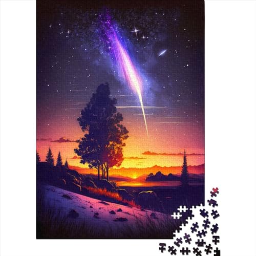 300-teiliges Puzzle für Erwachsene „Sunset Comet Trail“ aus Holz, Puzzle-Spielzeug zum Entspannen, Puzzle-Spiele, Denksportaufgaben (Größe: 40 x 28 cm) von JIANGENNF