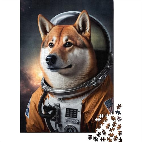 300-teiliges Puzzle für Erwachsene Teenager, Shiba Inu-Astronaut für Erwachsene, 300-teiliges Puzzle, schwierige, anspruchsvolle Puzzles, 300 Teile, 15,75 x 11,02 Zoll von JIANGENNF