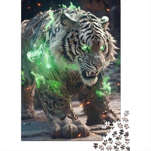 300-teiliges Puzzle für Erwachsene Teenager, Tigers of Green Fire Wood Puzzle, Puzzle für Erwachsene, Lernspiele, Heimdekorationspuzzle (Größe 40x28cm) von JIANGENNF