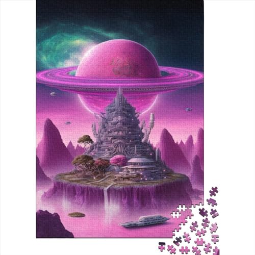 300-teiliges Puzzle für Erwachsene und Teenager „Pink Planet“ aus Holz, Puzzles für Erwachsene und Teenager, nachhaltiges Puzzle für Erwachsene, Spiele 40 x 28 cm von JIANGENNF