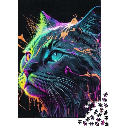 500 Teile für Erwachsene, schwierige Puzzles, Fantasy-Katzen-Puzzles für Erwachsene und Jugendliche von Sustainable Puzzle for Adults | Spiele (Größe: 52 x 38 cm) von JIANGENNF