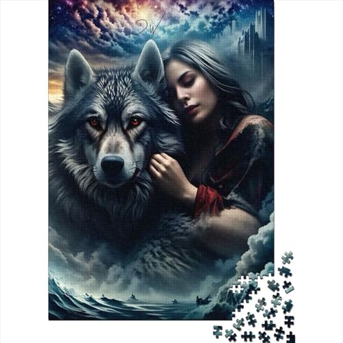 500 Teile für Erwachsene, schwierige Puzzles, Fantasy Strange Wolf-Puzzles für Erwachsene und Jugendliche von Sustainable Puzzle for Adults | Spiele (Größe: 52 x 38 cm) von JIANGENNF