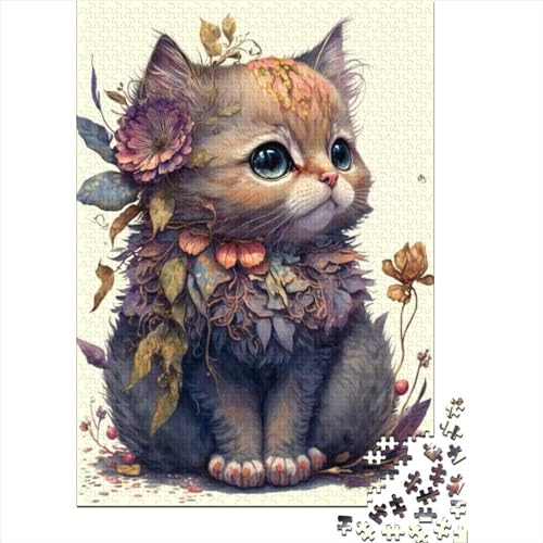 500 Teile für Erwachsene, schwierige Puzzles, Kunst-Katzen-Puzzles für Erwachsene und Jugendliche von Sustainable Puzzle for Adults | Spiele (Größe: 52 x 38 cm) von JIANGENNF