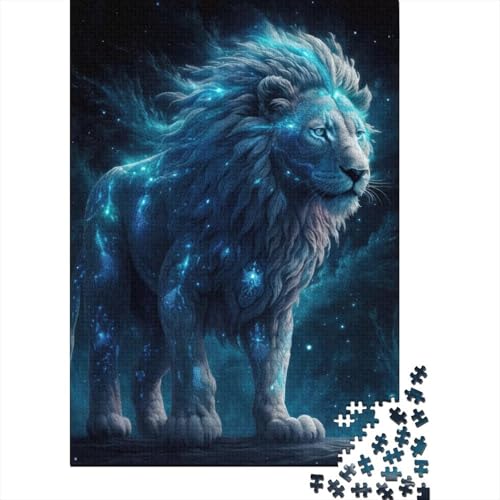 500 Teile für Erwachsene, schwierige Puzzles, blauer kosmischer Löwe, Puzzles für Erwachsene und Jugendliche, nachhaltiges Puzzle für Erwachsene | Spiele 20,47x14,96 Zoll von JIANGENNF