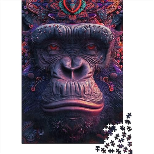 500 Teile für Erwachsene, schwierige Puzzles, bunter Affe, für Erwachsene, schwierige Puzzles, entspannendes geistiges Lernspielzeug 20,47x14,96 Zoll von JIANGENNF