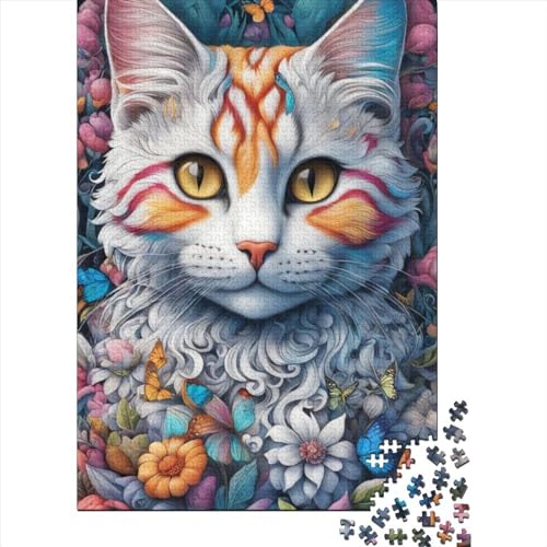 500 Teile für Erwachsene, schwieriges Puzzle, Arts Cats, Holzpuzzle für Erwachsene mit passendem Poster und Wissensblatt (52 x 37 cm) von JIANGENNF