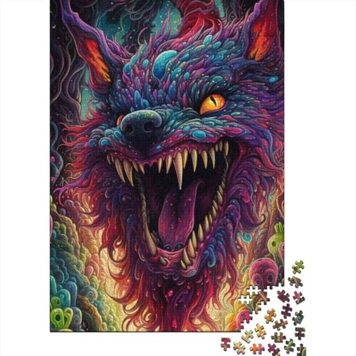 500 große Teile Puzzle für Erwachsene, Psychedelic Art Wolf, Holzpuzzle für Erwachsene und Jugendliche von Family Games, Weihnachts- und Geburtstagsgeschenke 20,47x14,96 Zoll von JIANGENNF