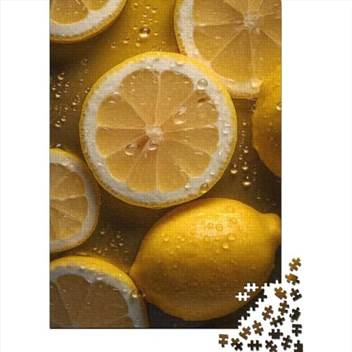500-teiliges Puzzle „Frische Zitronen“, Puzzle für Erwachsene und Jugendliche, Holzbrett-Puzzle, Spielzeug, Denkspiel, Größe: 52 x 38 cm von JIANGENNF