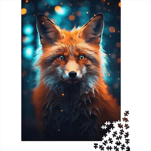 500-teiliges Puzzle „Fuchs im Wald“, Puzzle für Erwachsene und Jugendliche, Holzbrett-Puzzle, Spielzeug, Denkspiel, Größe: 52 x 38 cm von JIANGENNF