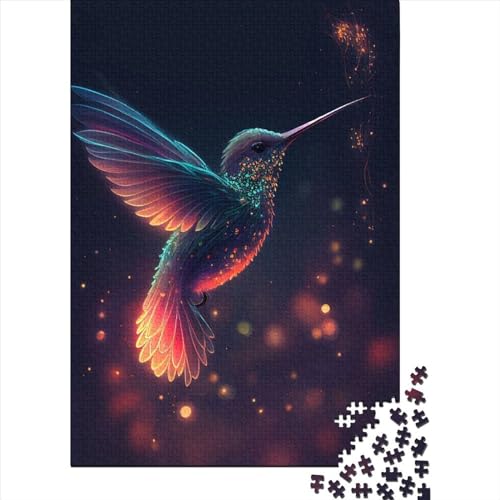 500-teiliges Puzzle für Erwachsene, Kolibri-Glühwürmchen-Puzzle für Erwachsene und Jugendliche, Holzpuzzle, Spielzeug, Denkspiel, Größe: 52 x 38 cm von JIANGENNF